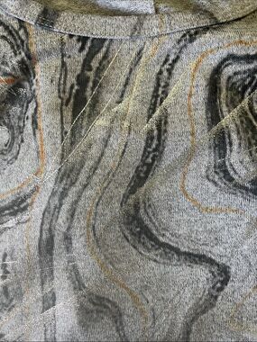 fresh fx Marble-Print Grey & Black Long Sleeve Pullover with Orange Accents